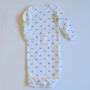 simple joys sunshine unisex cotton sleeping gown pajamas with mitts 0-3 months